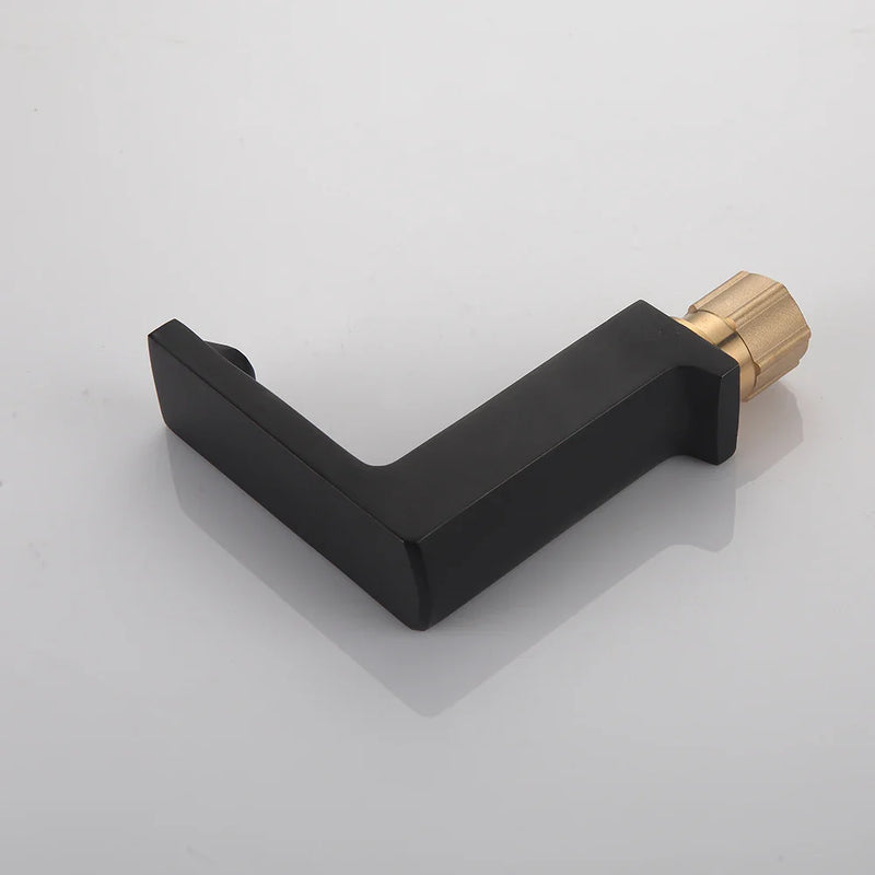 Black square commercial single hole bathroom faucet