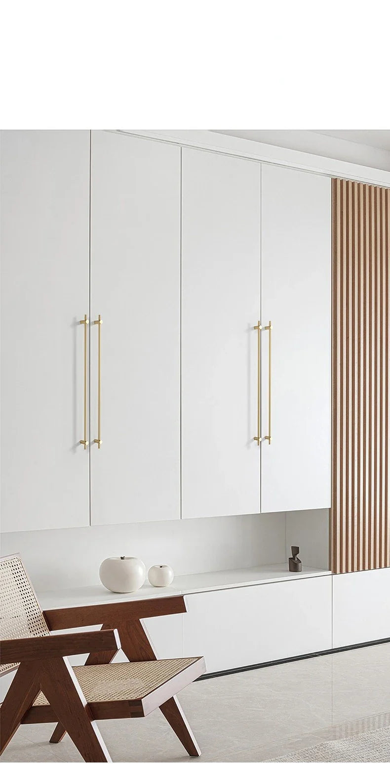 Nordic- heavy brass modern pulls simple brushed gold light luxury pulls cabinet adjustable long handle cabinet handle