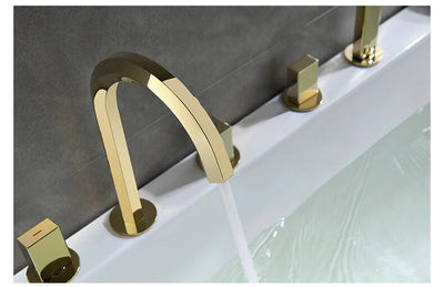 Rose Gold- Gold Polished Deck MountBathtib Filler Faucet Set