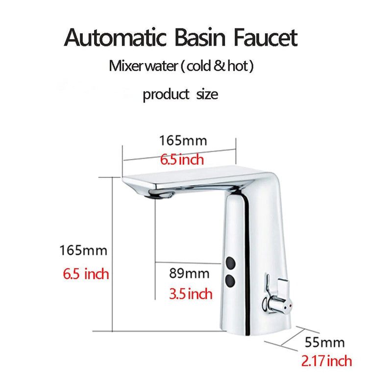 White commercial sensor single hole bathroom faucet