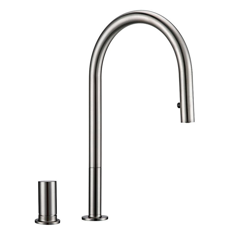 FIAT-Black-Grey Gun-Brushed gold tall kitchen island separate lever control dual sprayer kitchen faucet