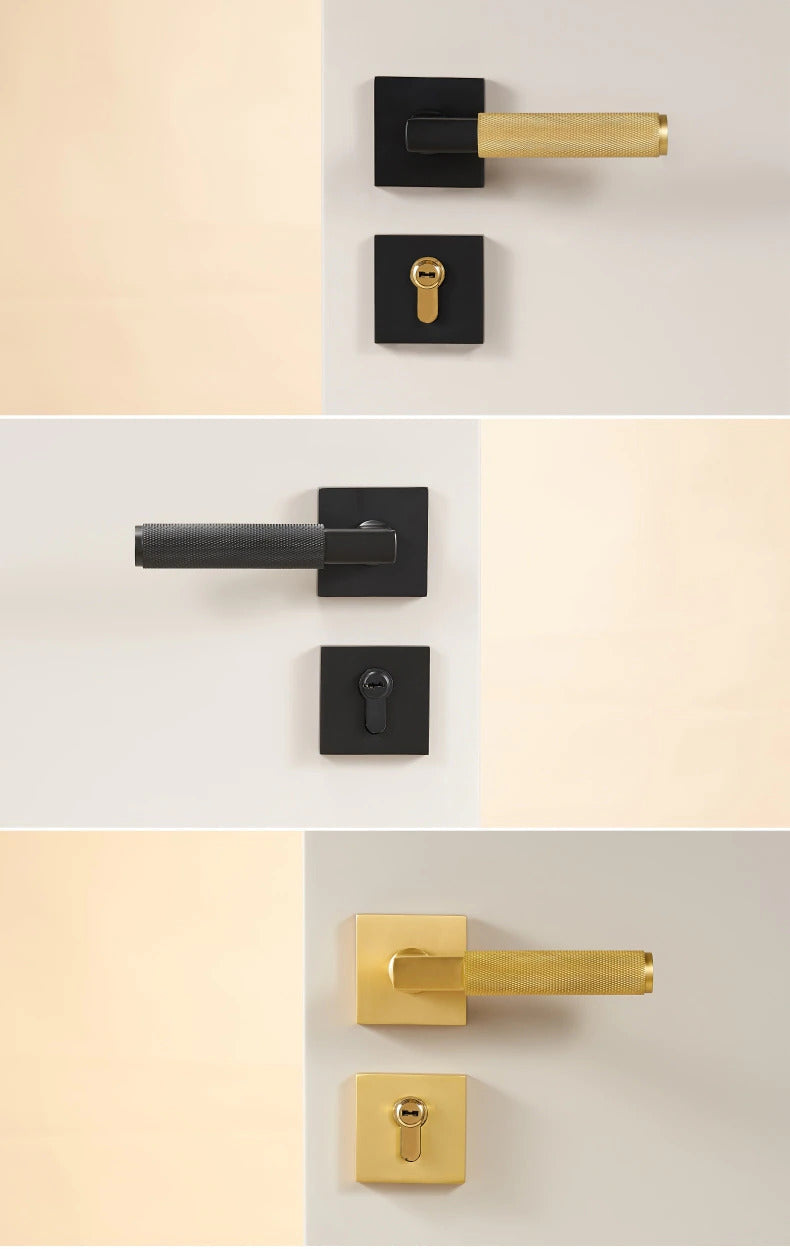 Brushed gold with black two tone interior door lock hardware kit