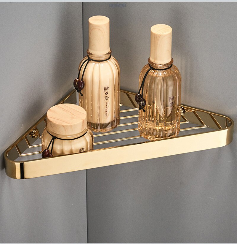 Corner bathroom shelf