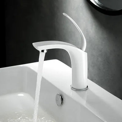 Cognac- White with gold single hole bathroom faucet