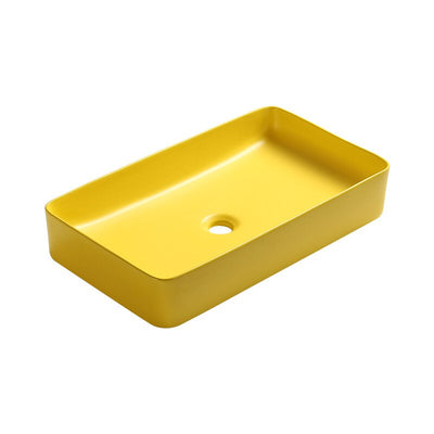 Yellow rectangular vessel sink