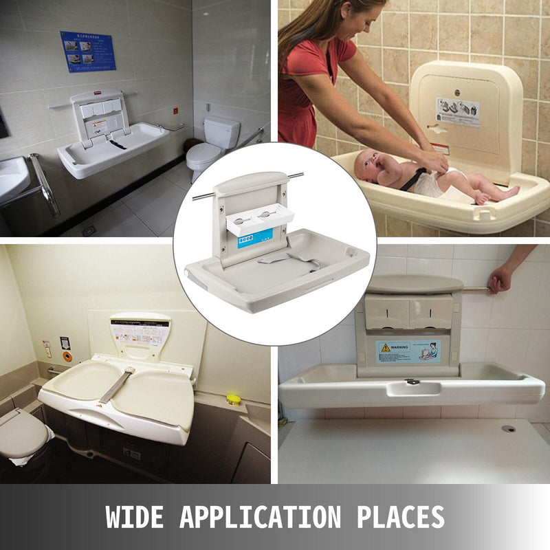 Commercial wall mounted baby diaper changing station