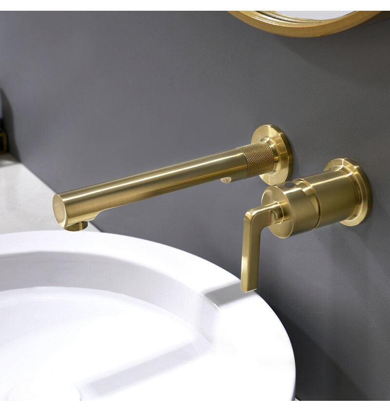 Milno-Brushed gold-Grey Gun  wall mounted bathroom faucet