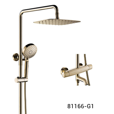 Brusheds gold exposed thermostatic shower system