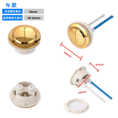 Dual Flush Toilet Tank Button 58mm/48mm/38mm gold Round