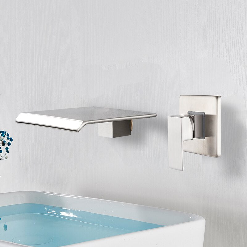 Nordic design wallmounted waterfall bathroom faucet