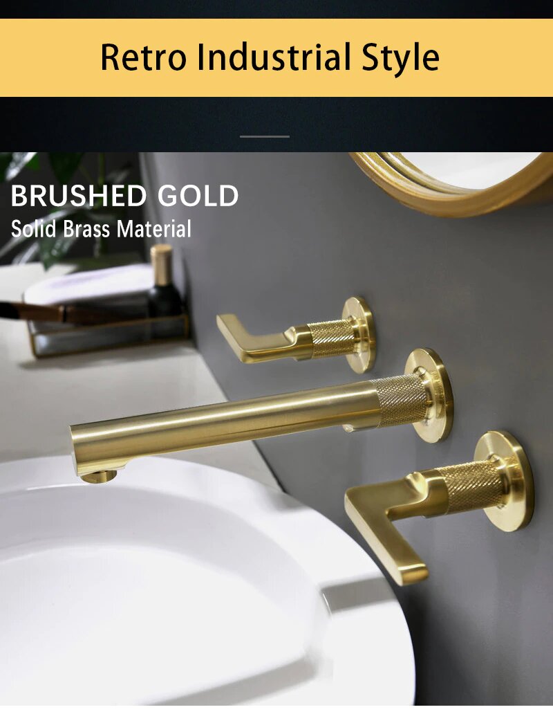 Milano-Brushed gold- Grey Gun wallmounted bathroom faucet