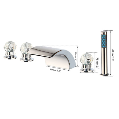 Chrome Waterfall Bathtub Filler Faucet Set