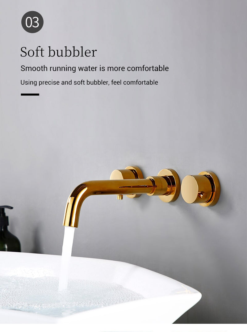 Gold Polished wall mounted bathroom faucet