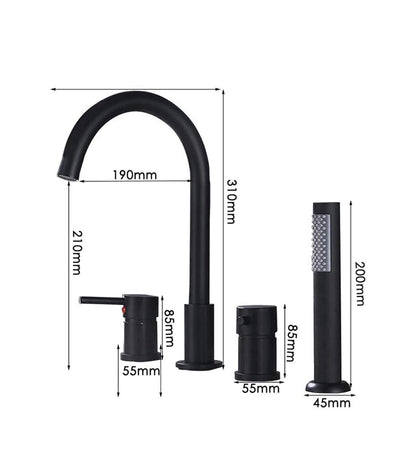 Black Gold -Brushed Gold-Black-Chrome with Black Deckmount Bathtub Filler Faucet