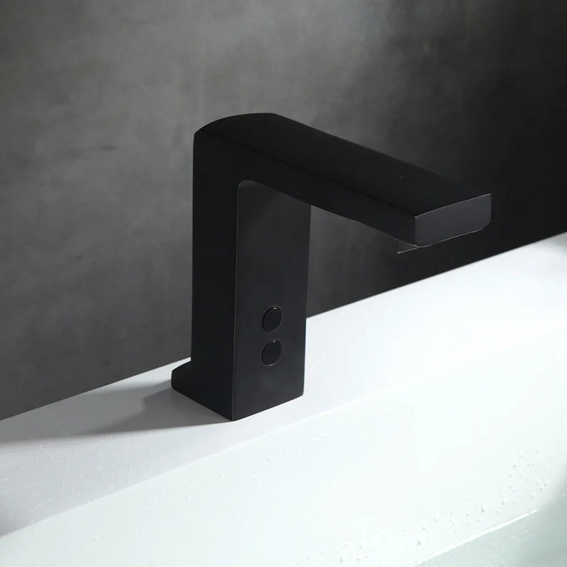 Black square commercial single hole bathroom faucet