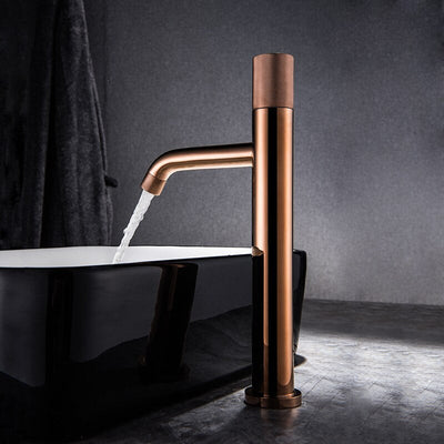 Matte Black and Rose Gold Tall Vessel Sink Faucet