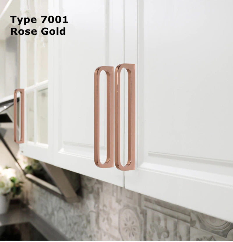 Rose Gold Polished Cabinet Door - Drawer Handle and knobs