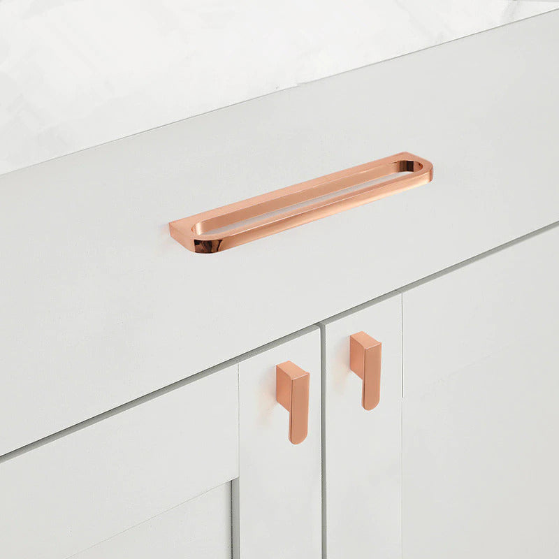 Rose Gold Polished Cabinet Door - Drawer Handle and knobs