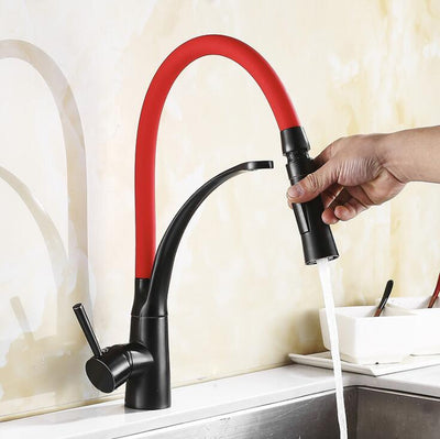 Black dual spray pull out kitchen faucet