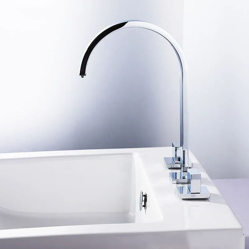 Santos- Moden Chrome- Black 8" Inch wide spread bathroom faucet