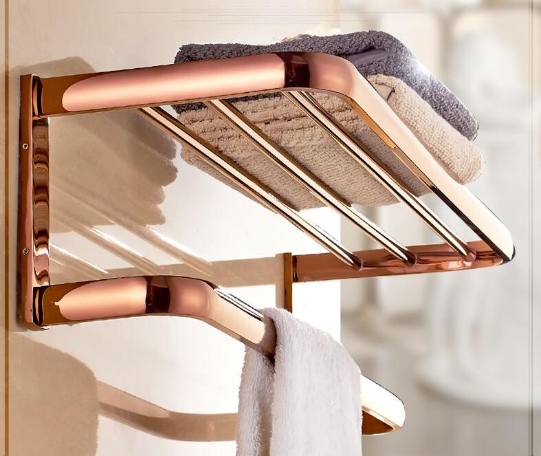 Rose gold polished bathroom accessories