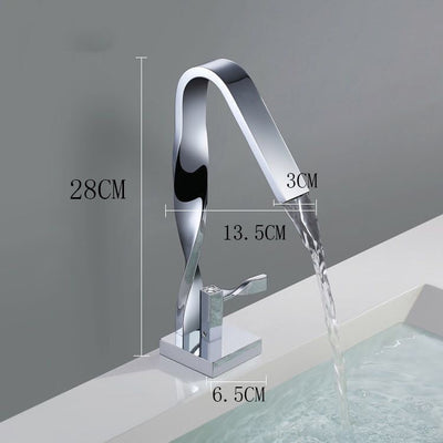 Chrome Twisted Single Hole Bathroom Faucet