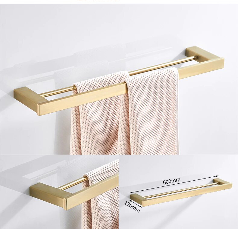 Brushed gold bathroom accessories