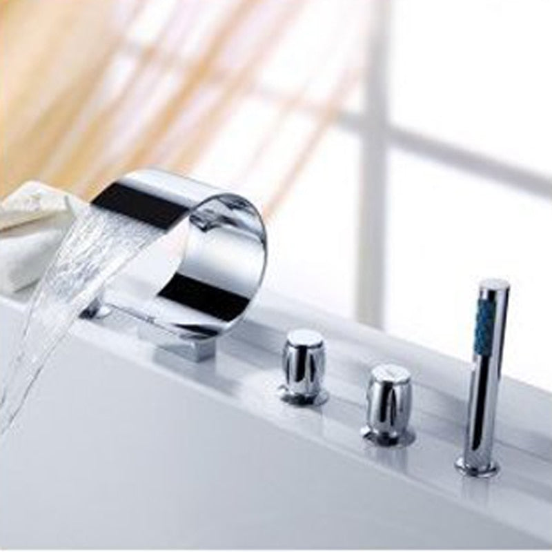 Chrome Bathtub Waterfall Filler Faucet Set