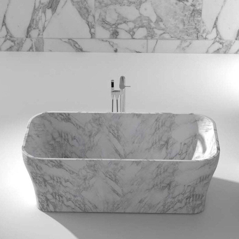 Marble Stone Quartz Solid Freestanding Tub 62"