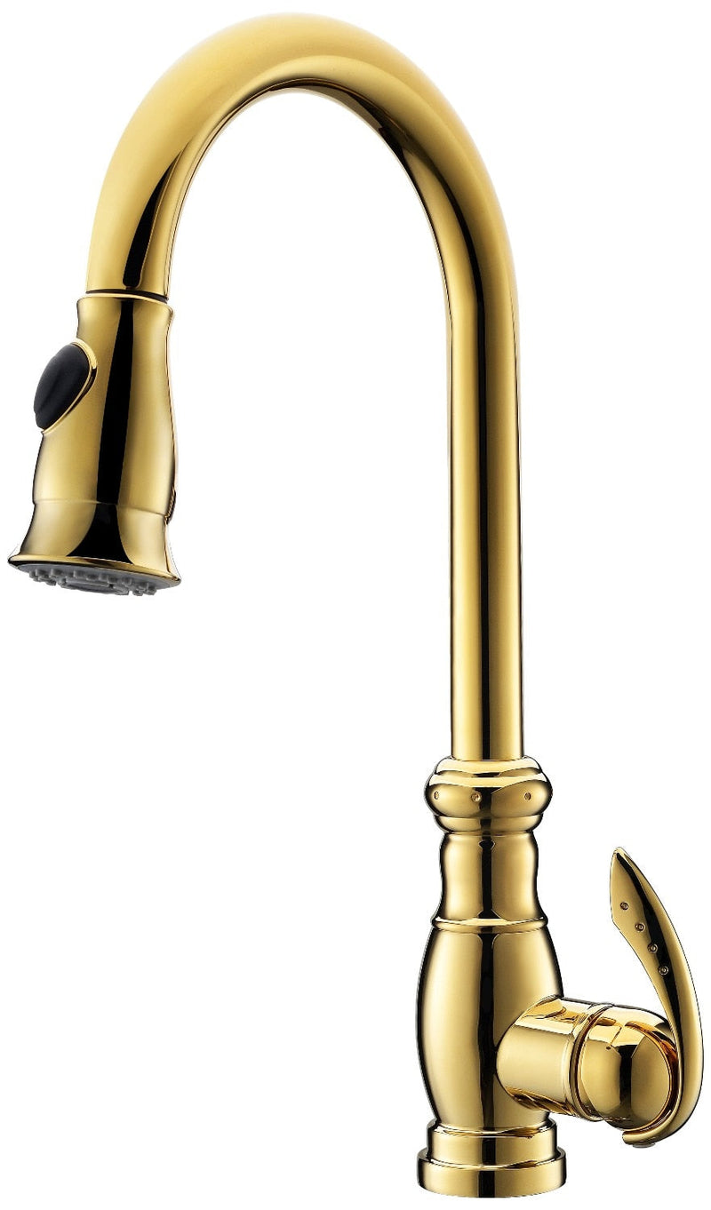 God polish brass treadtional victorian dual pulll ut spray kitchen faucet