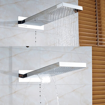 Chrome Waterfall shower head 3 way function diverter and thermostatic hand held with 6 body jets