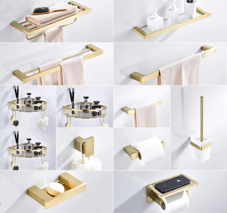 Brushed gold bathroom accessories