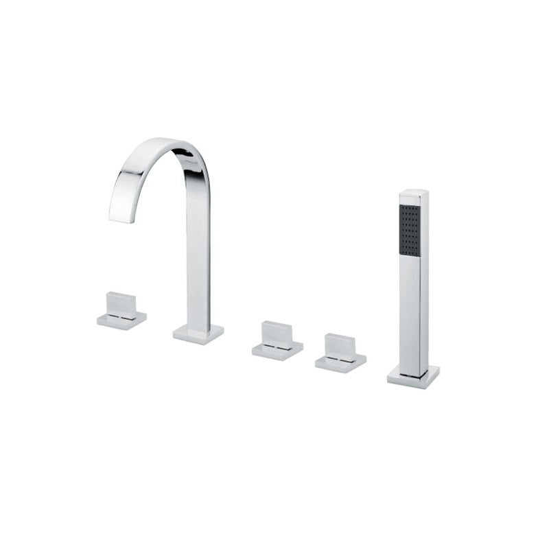 Art deco 5 holes deck mount bathtub filler faucet set