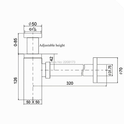 Chrome squate euorpean bottle p trap