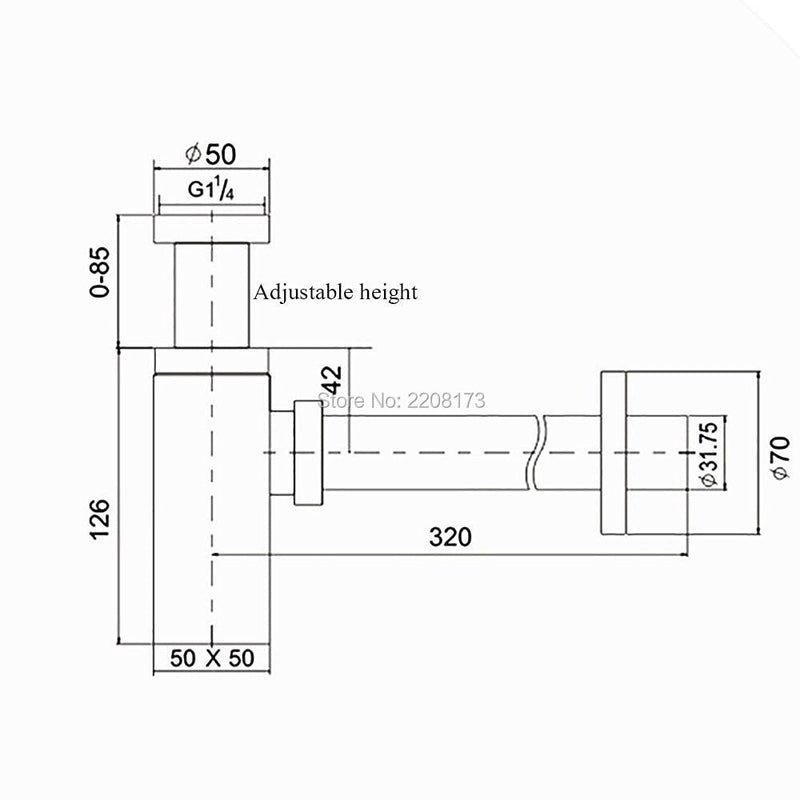 Chrome squate euorpean bottle p trap