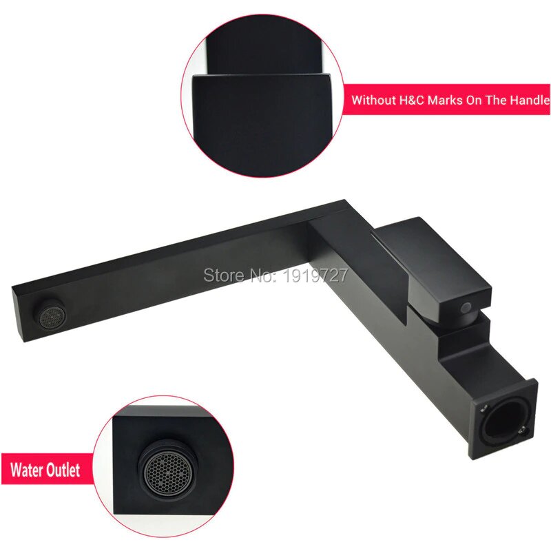 Matted Black Modern Square Euro Style NO pull Out Kitchen Faucet