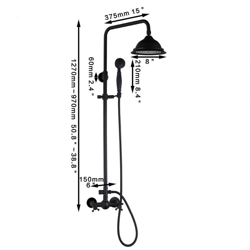 Victorian Style Exposed Shower System Black with touch of Oil Rubbed Bronze Antique Victoria Style Exposed 2 or 3 Way Shower Kit