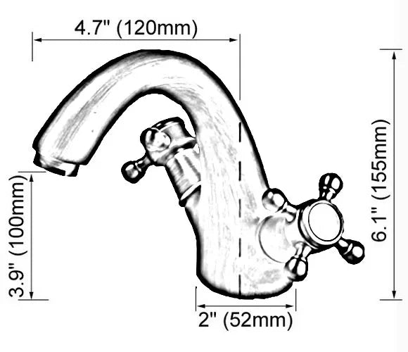 Copper satin victorian hot and cold cross handles single hole bathroo faucet