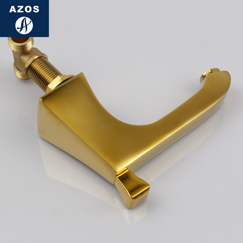 Art deco Gold polished brass 8" Inch wide spread bathroom faucet