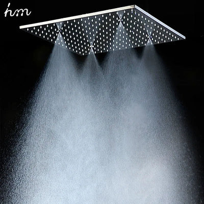 hm High Quality Thermostatic Shower System Set 20Inch Square Ceilling Massage Misty Rainfall Shower Head Faucet Chrome Polished