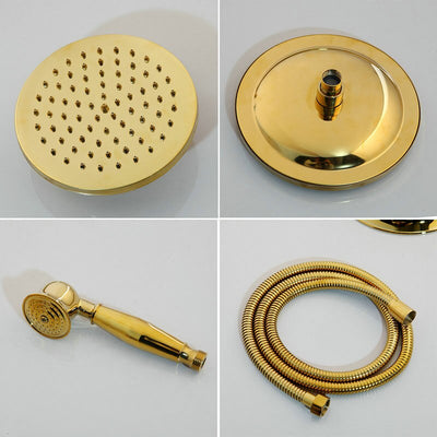 Gold brass polish Victoria exposed shower system kit