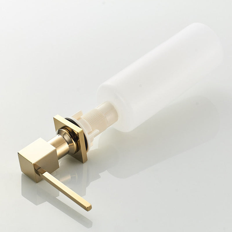 Gold square polished brass kitchen soap dispenser