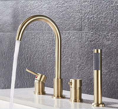 Black Gold -Brushed Gold-Black-Chrome with Black Deckmount Bathtub Filler Faucet