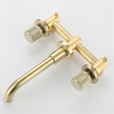 Brushed Gold Wall Mounted Bathroom Faucet