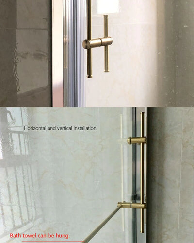 Brushed Gold Shower Glass Door Handle and Towel Handle