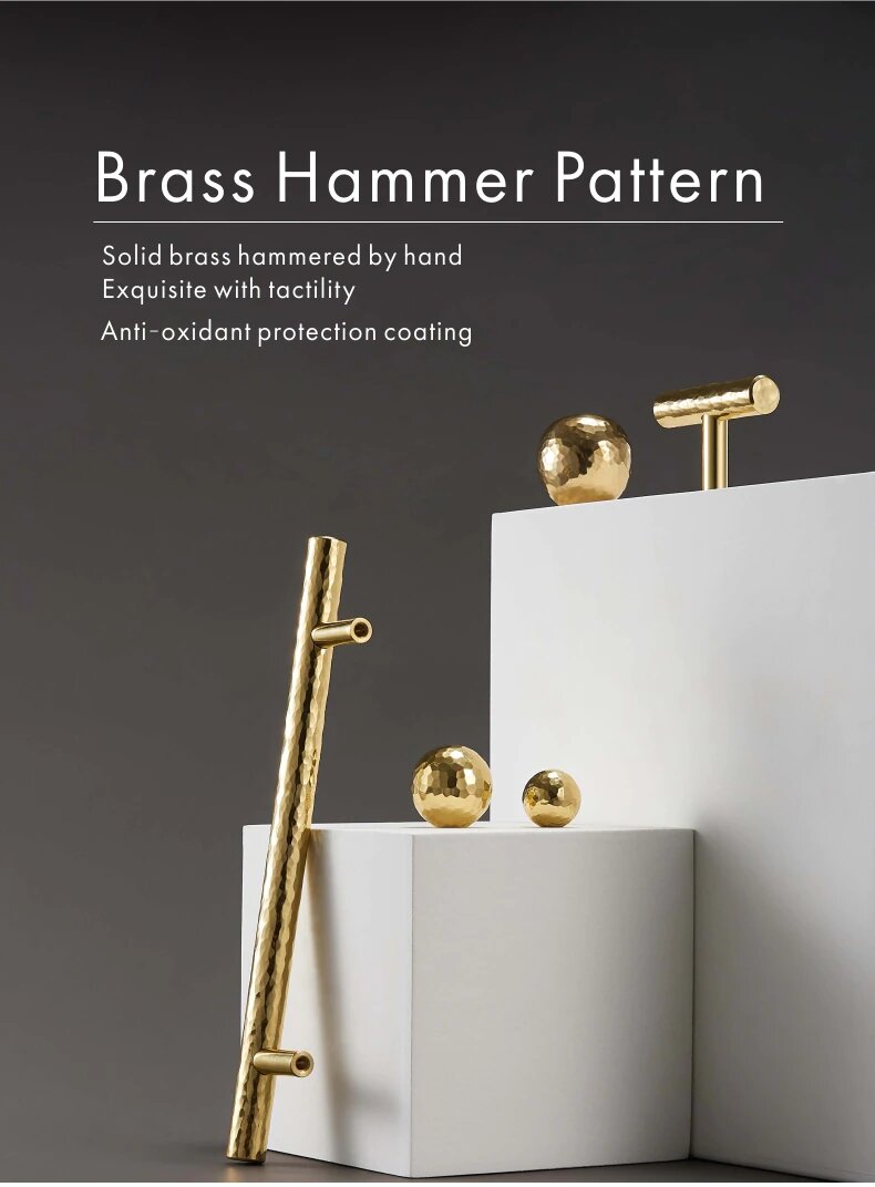 Nordic Gold polished hammered cabinet door handles and knobs