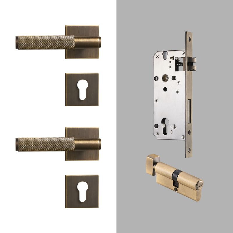 Brushed Gold Modern Interior Door Passage Lock Set