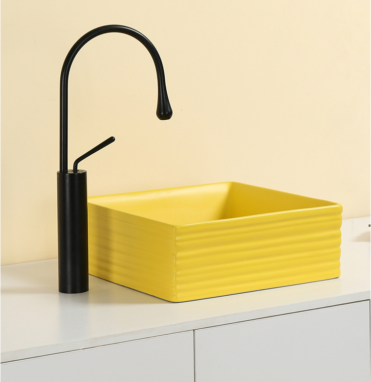 Yellow Square Vessel Sink