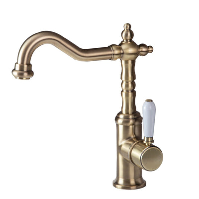 Brushed gold traditional victorian single hole bathroom faucet