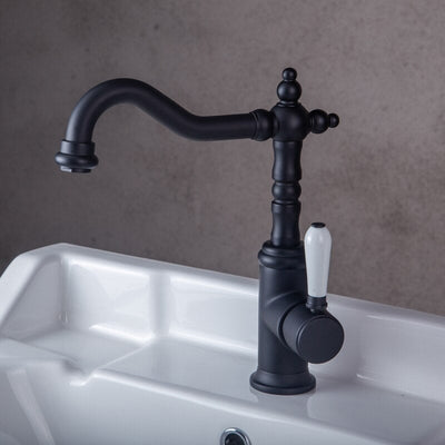 Brushed gold traditional victorian single hole bathroom faucet